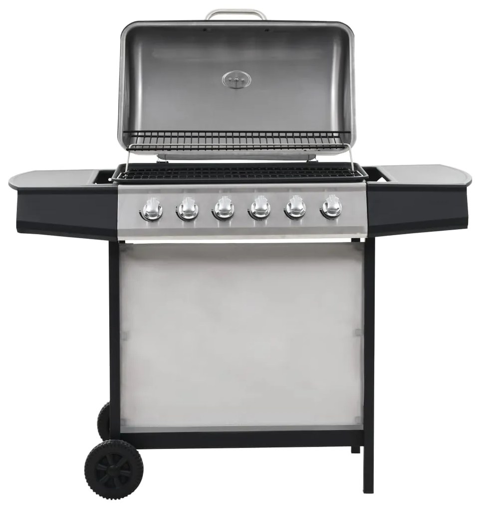 Grelhador/BBQ a gás 6 zonas de cozinhar aço inoxidável prateado