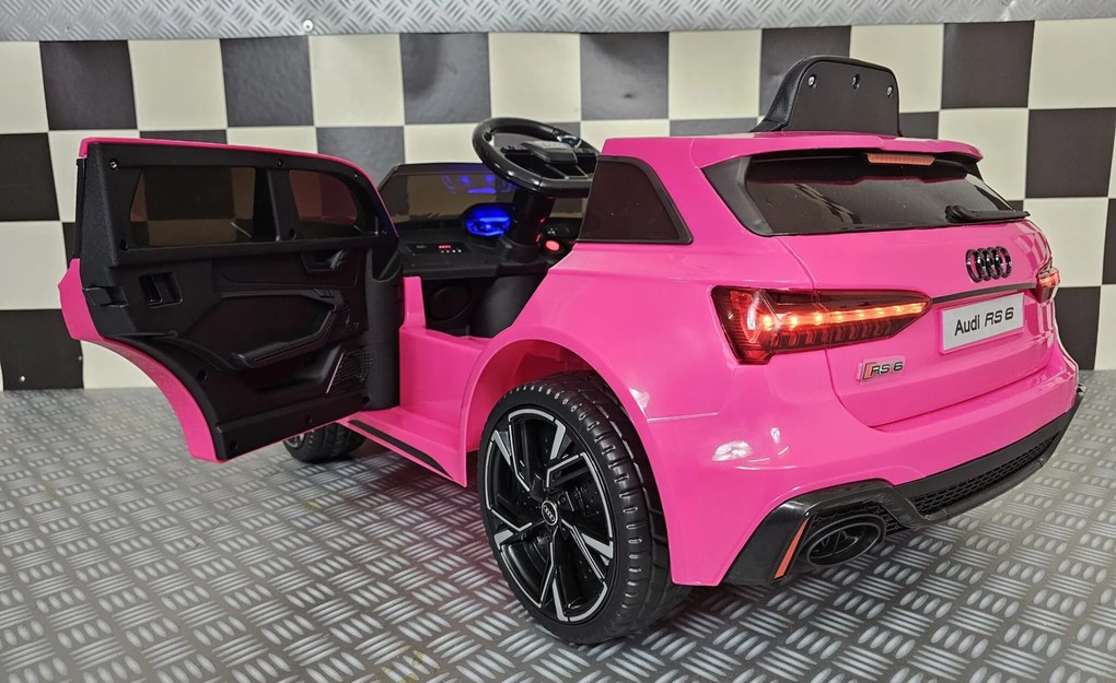 Carro elétrico para Crianças Audi RS6 12V Pneus Borracha EVA e Assento de couro Rosa