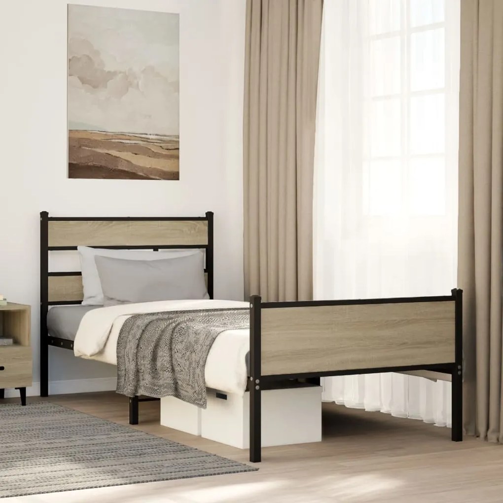 vidaXL Estrutura cama s/ colchão derivados de madeira carvalho sonoma