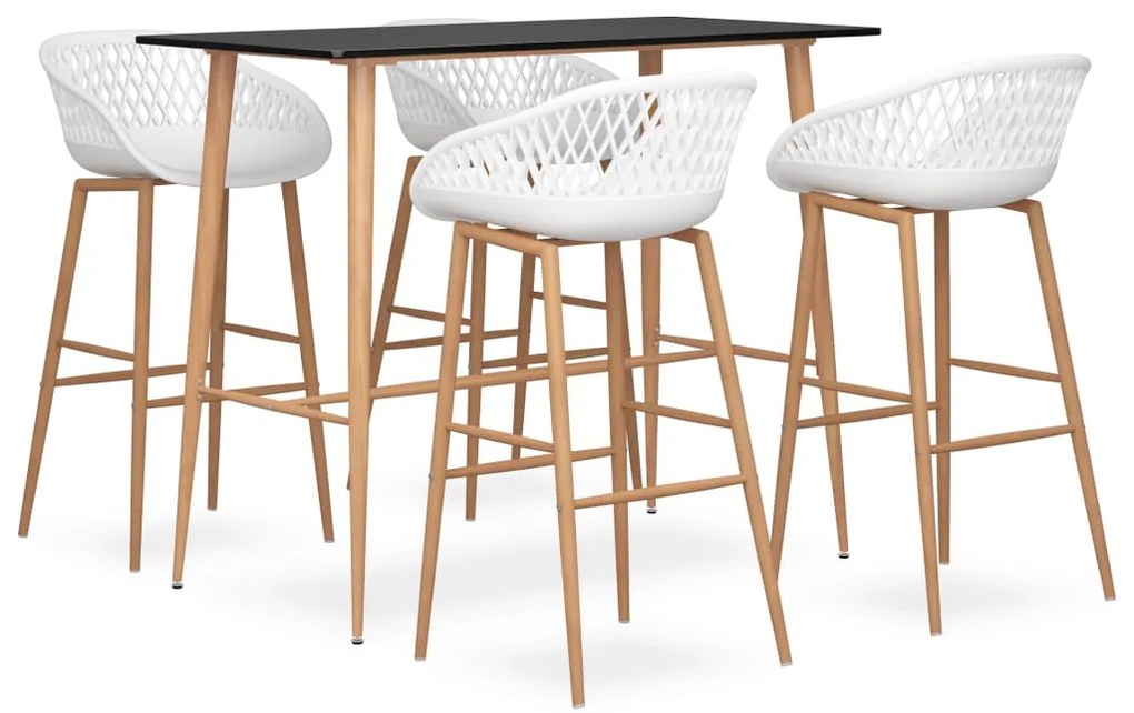 vidaXL 5 pcs conjunto de bar preto e branco