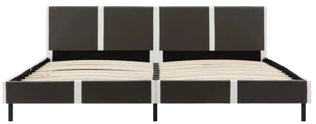 Estrutura de cama 180x200 cm couro artificial cinzento e branco