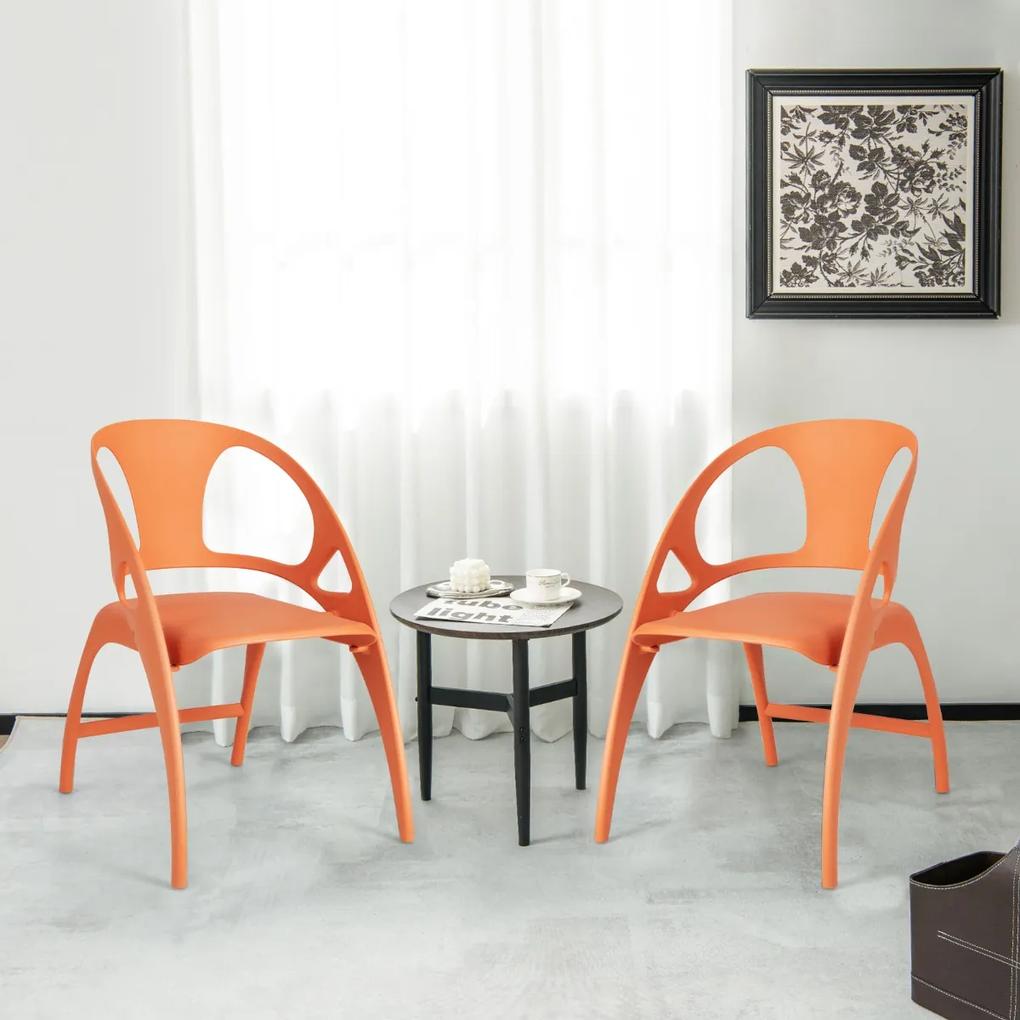 Conjunto de 2 cadeiras de jantar dobráveis ​​com apoio de braços para sala de estar ou cozinha 56 x 60 x 80 cm Laranja