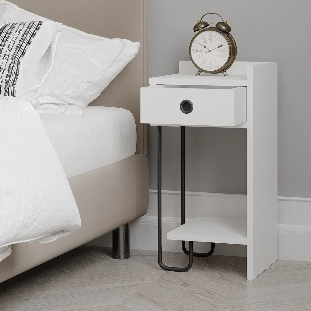 Mesinha de Cabeceira Sirius Right – Branco – 32x61x30 cm