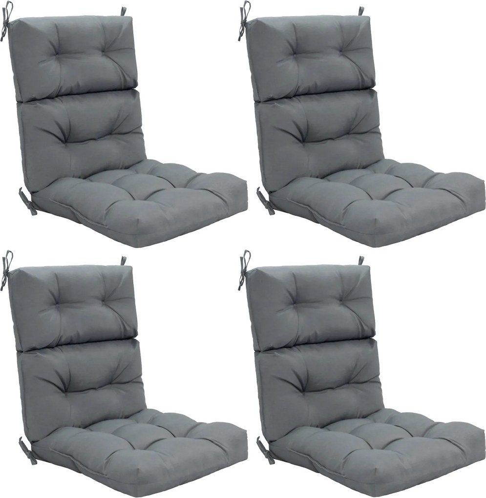 Conjunto de 4 almofadas para cadeira de encosto alto (CADEIRAS NÃO INCLUIDAS) com cintas antiderrapantes, espuma espessa, poliéster respirável, interi