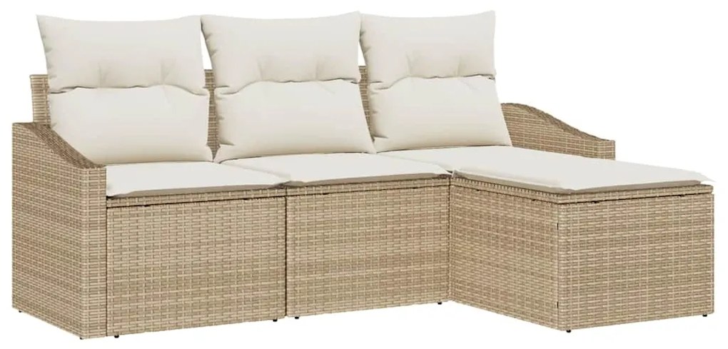 Conjunto de Sofás de Jardim 4 Peças com Almofadas - Rattan Polímero Be