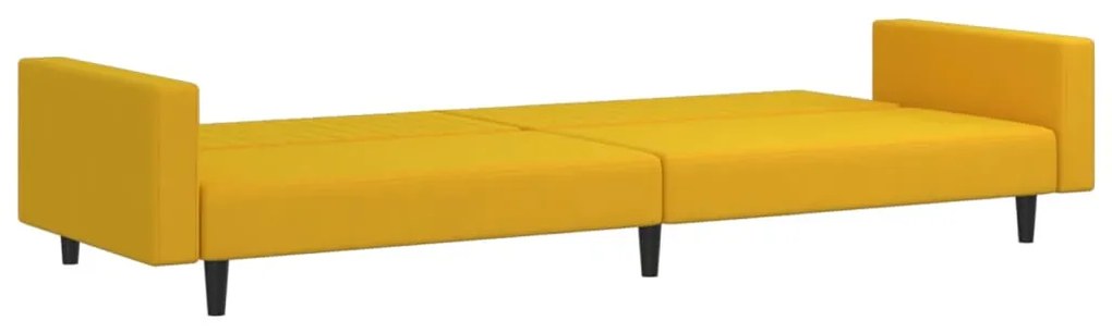 Sofá-cama de 2 lugares veludo amarelo