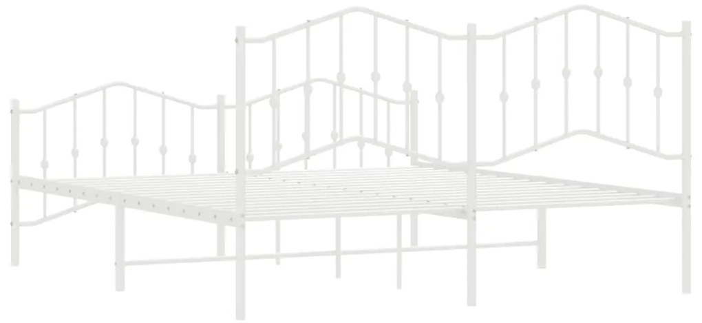 Estrutura de cama com cabeceira e pés 160x200 cm metal branco