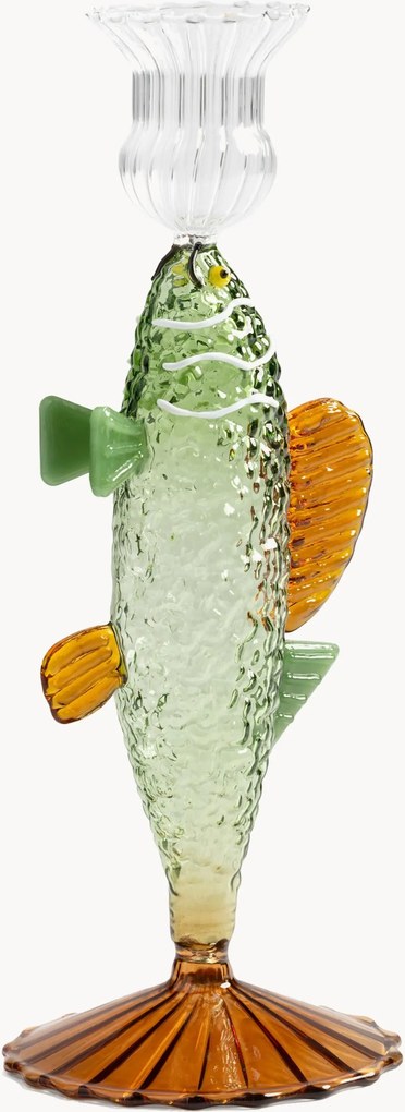 Castiçal em vidro de borossilicato artesanal Fish