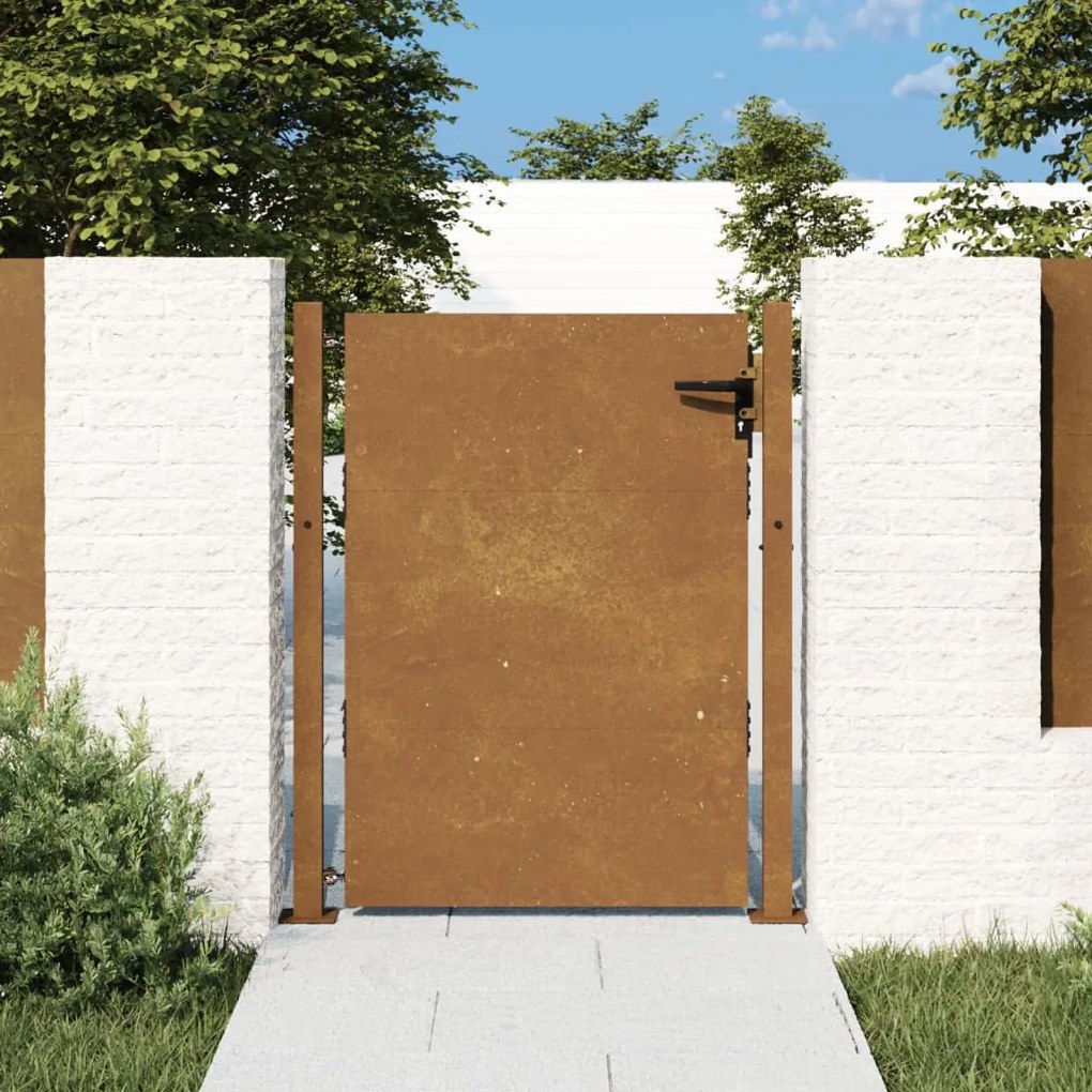 vidaXL Portão de jardim 100x125 cm Aço Corten