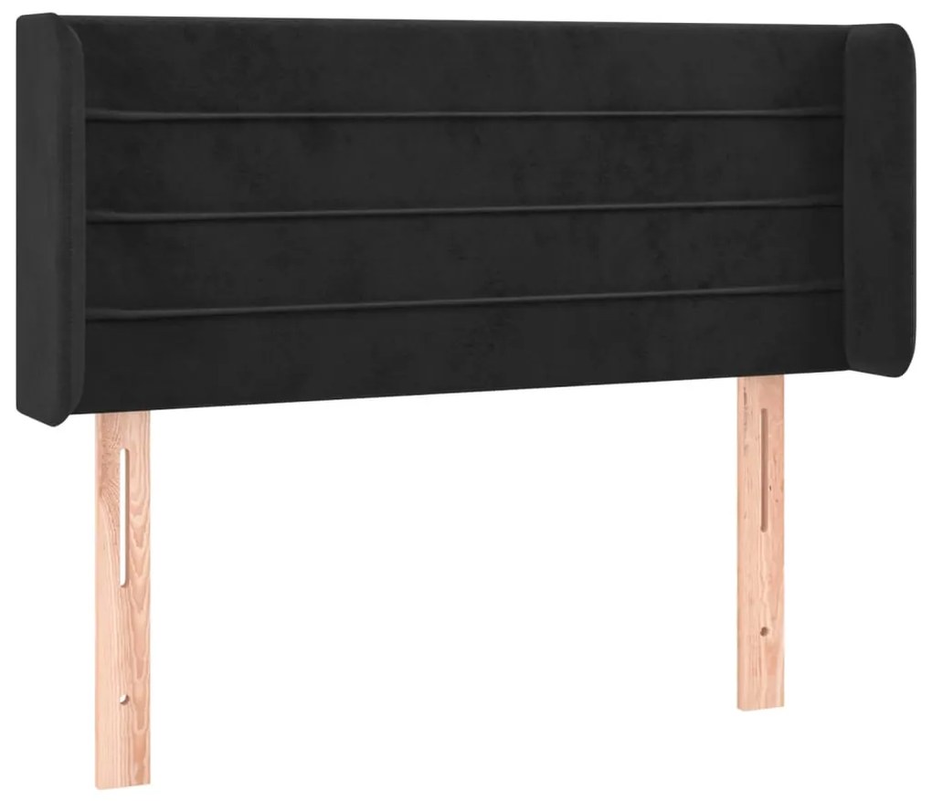 Cabeceira de cama c/ luzes LED veludo 103x16x78/88 cm preto