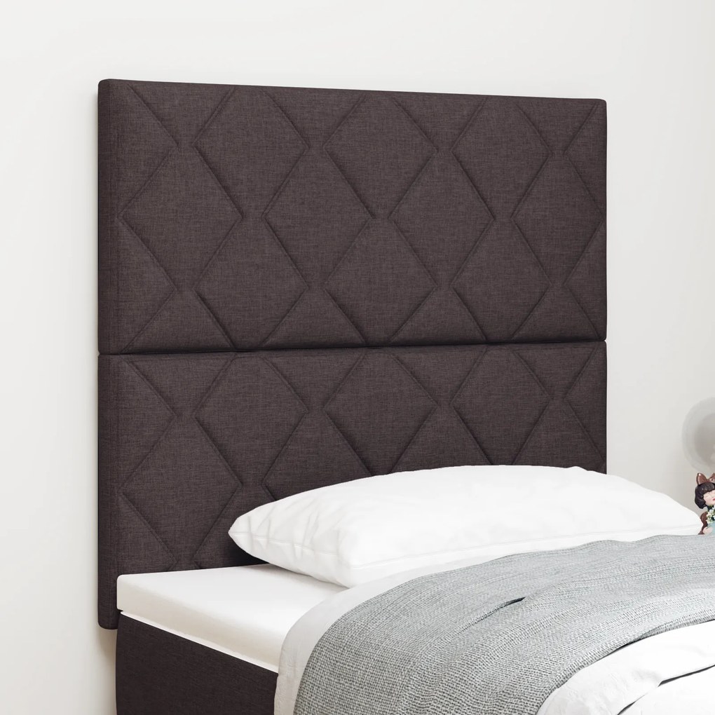 Cabeceira vidaXL Design de Blocos de Diamante Castanho Escuro 90 cm Te