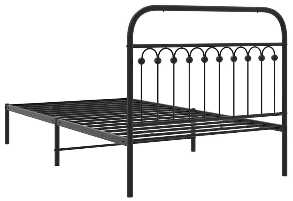Estrutura de cama com cabeceira 107x203 cm metal preto