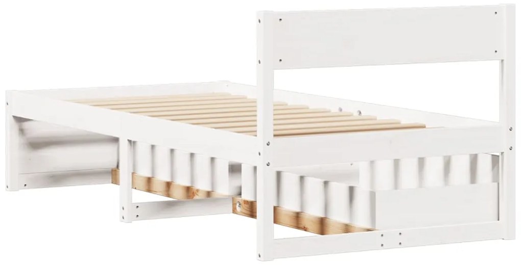 Cama sem colchão 75x190 cm madeira de pinho maciça branco