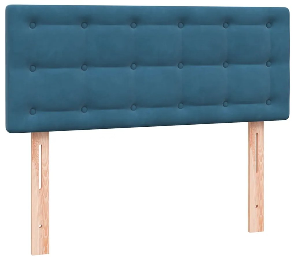 Cama com molas/colchão 120x210 cm veludo azul-escuro