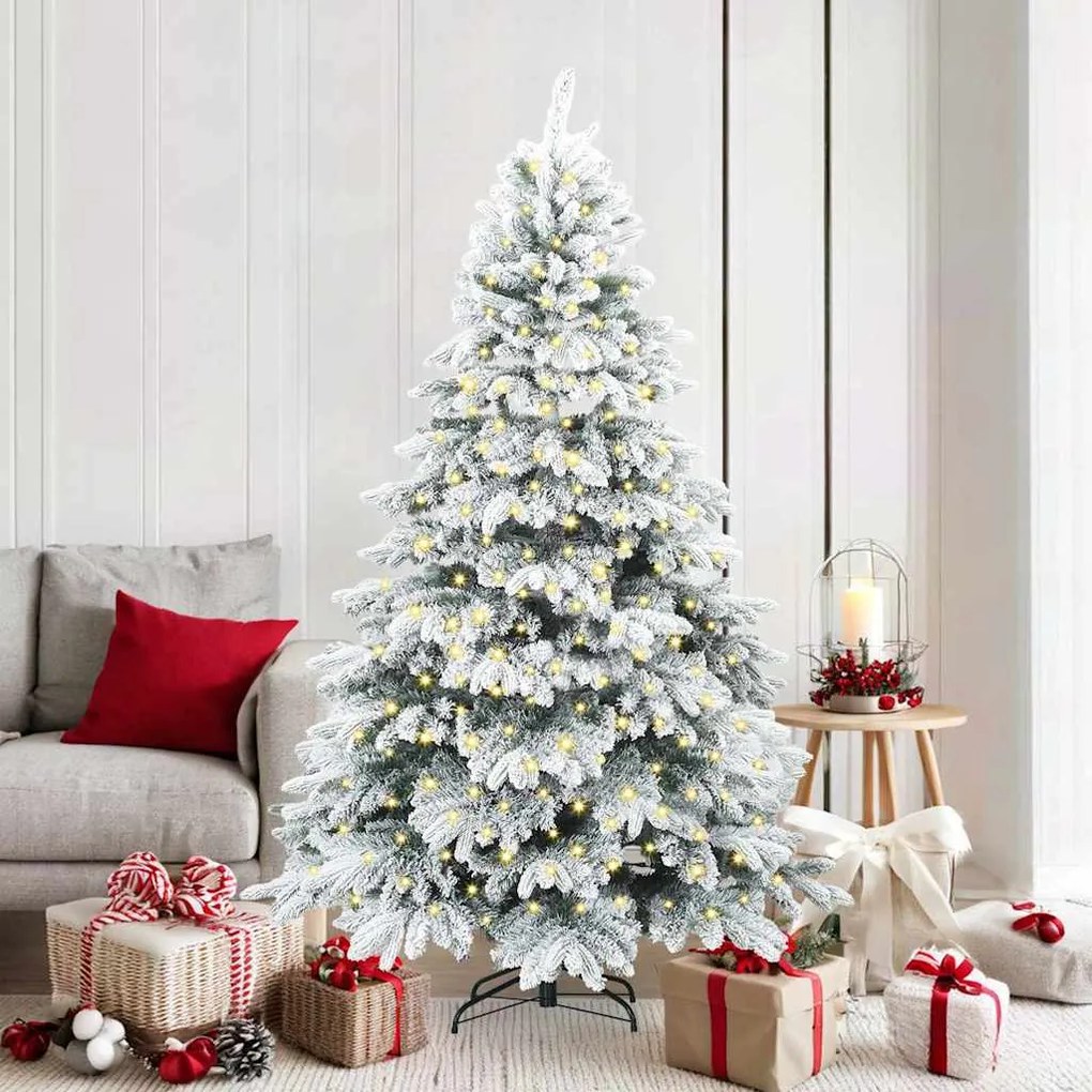 vidaXL Árvore de Natal Artificial com 300 LEDs Branco 180 cm PE e PVC