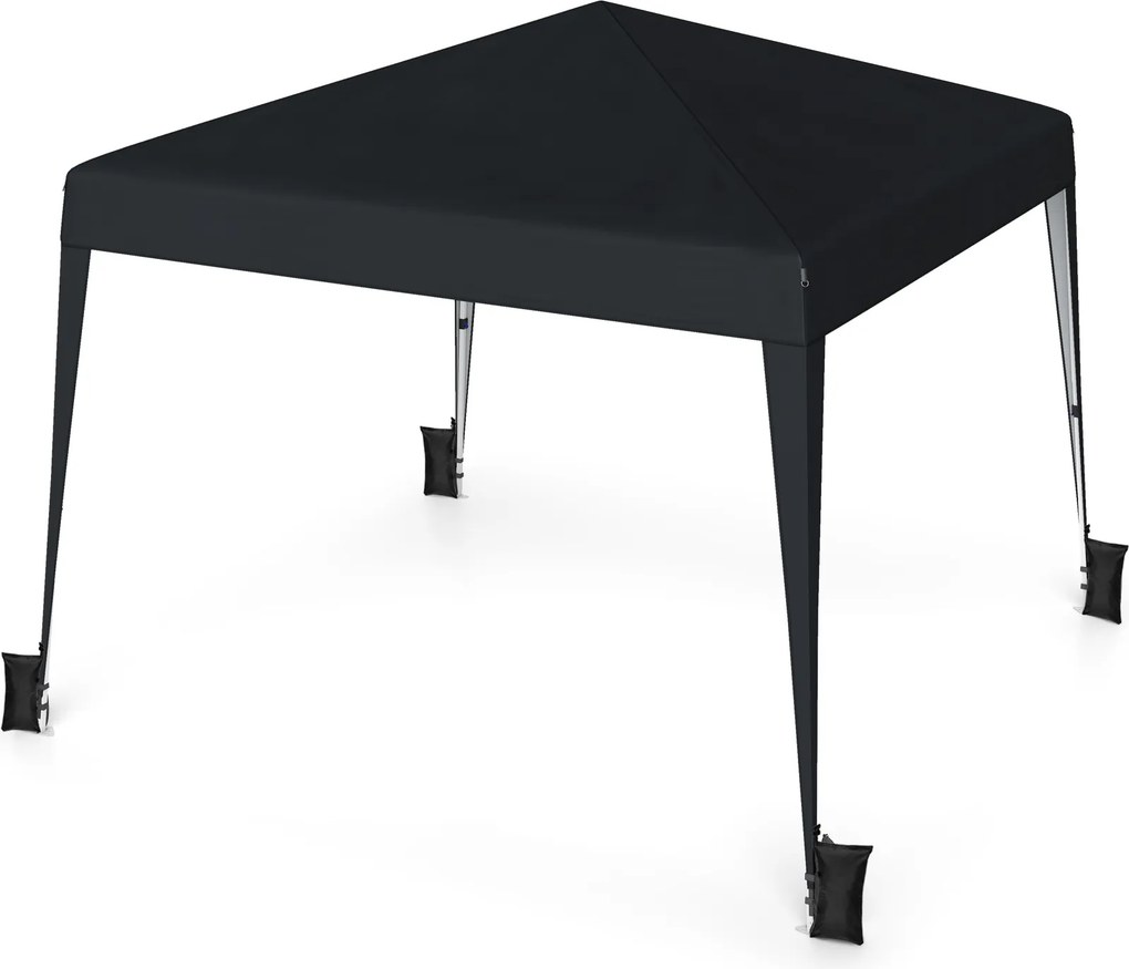 Tenda Dobrável para jardim e Festas, 300 x 300 x 247-267 cm, Altura Regulável com 4 sacos pesos, Preto