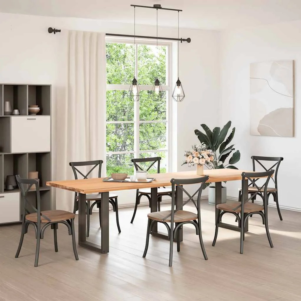 Pés para mesa de jantar em formato de U, 3 peças, aço natural, 70x(72-