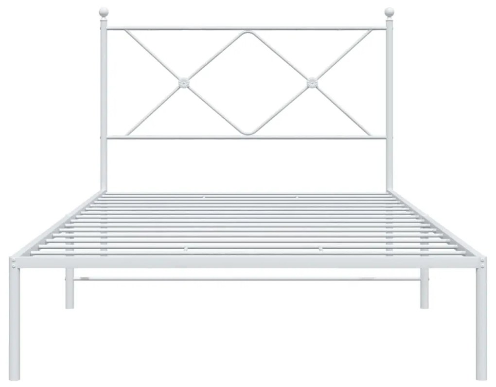 Estrutura de cama com cabeceira 100x190 cm metal branco