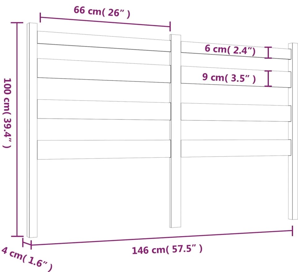 Cabeceira de cama 146x4x100 cm pinho maciço