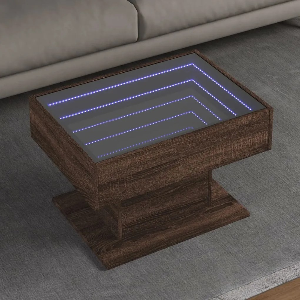 vidaXL Mesa de centro c/ LEDs 70x50x45 cm derivados de madeira