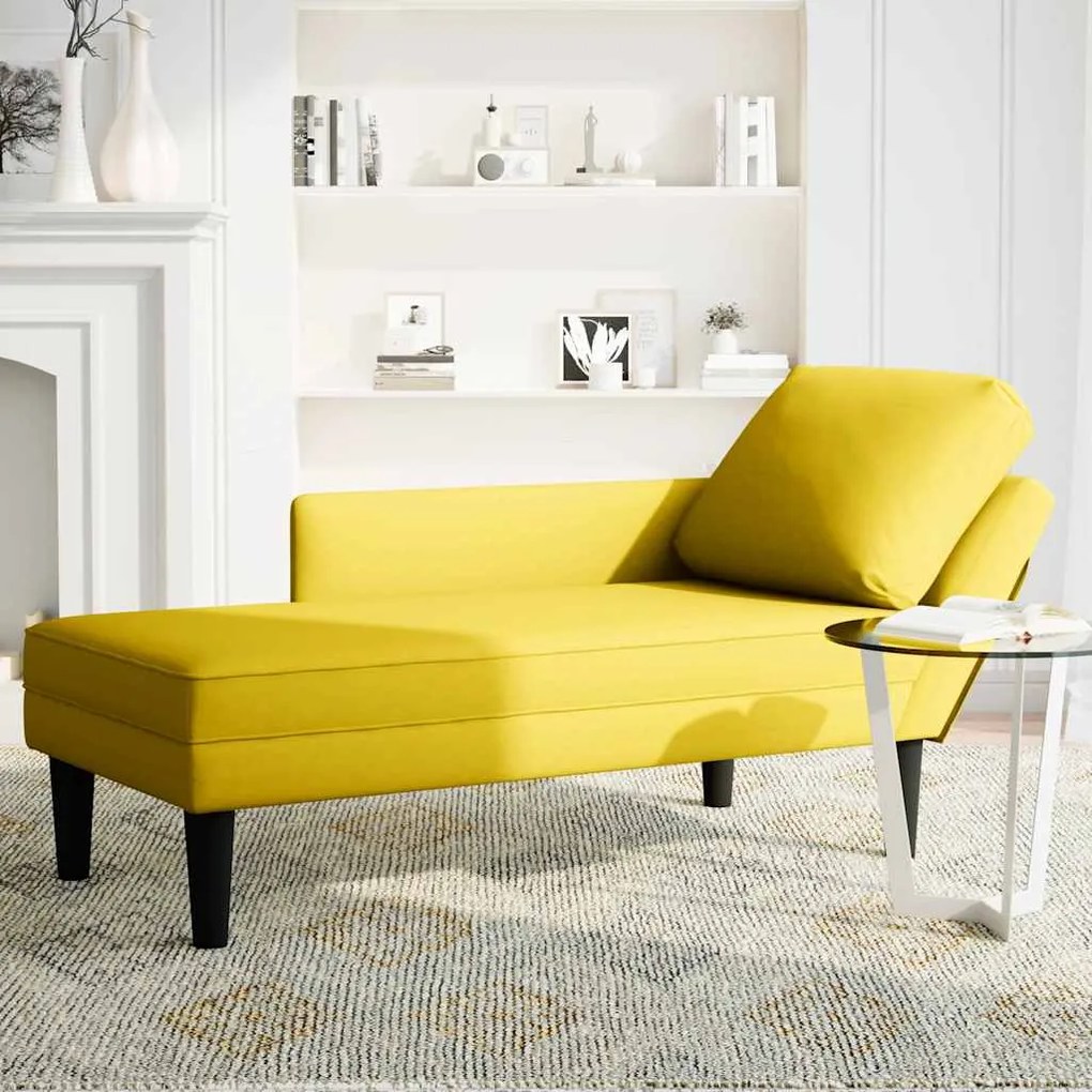Chaise lounge c/almofada/apoio de braços direito veludo amarelo
