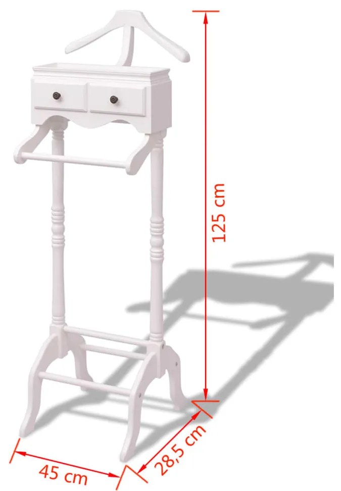 Suporte para roupas com armário em madeira, branco