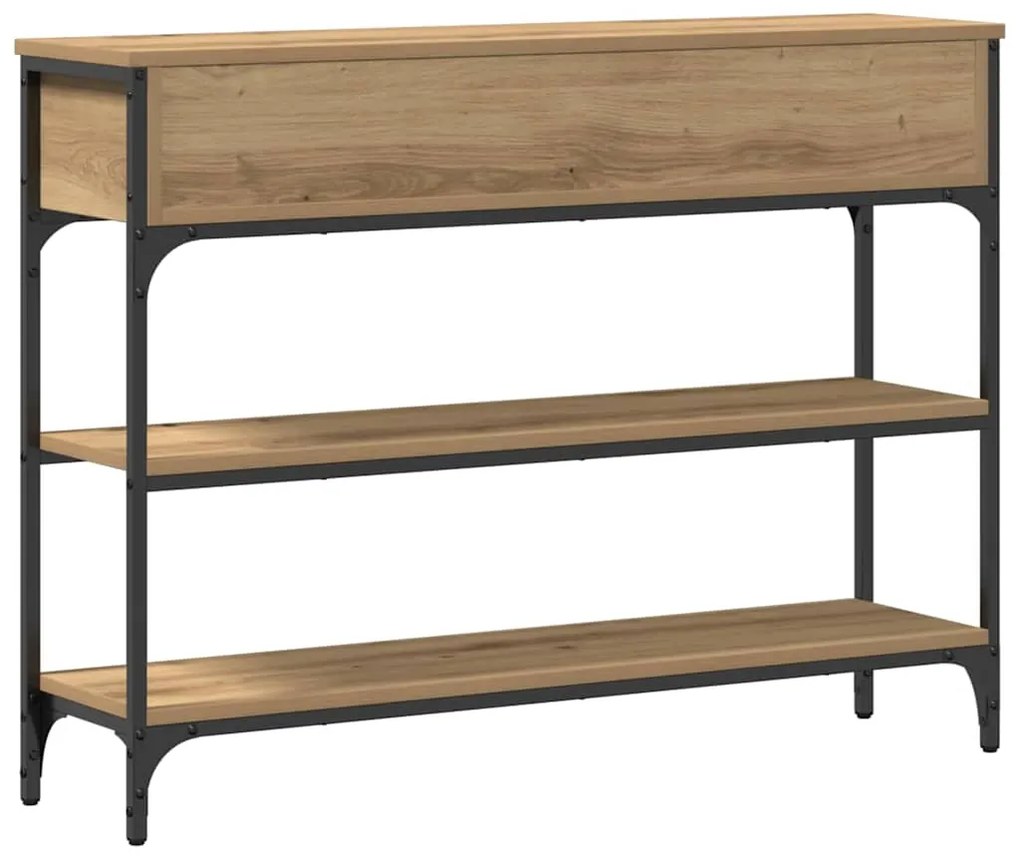 Mesa de Console Carvalho Artesanal 100x25x75 cm Madeira Composta e Aço