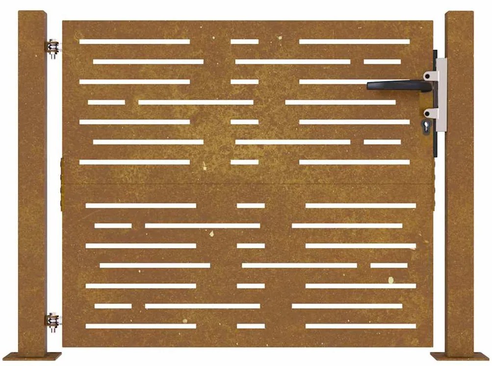Portão de jardim 105x80 cm aço corten design quadrados