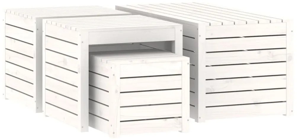 4 pcs conjunto de caixas de jardim pinho maciço branco