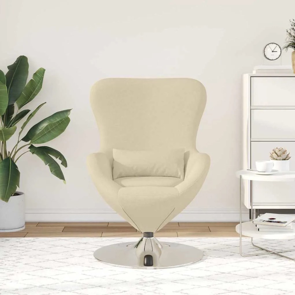 Poltrona de Ovo vidaXL em Tecido Creme