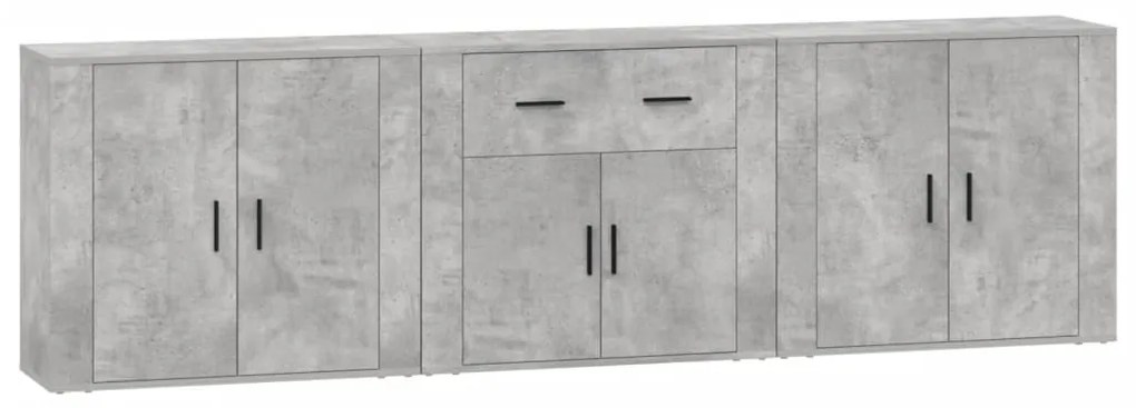 Aparadores 3 pcs derivados de madeira cinzento cimento