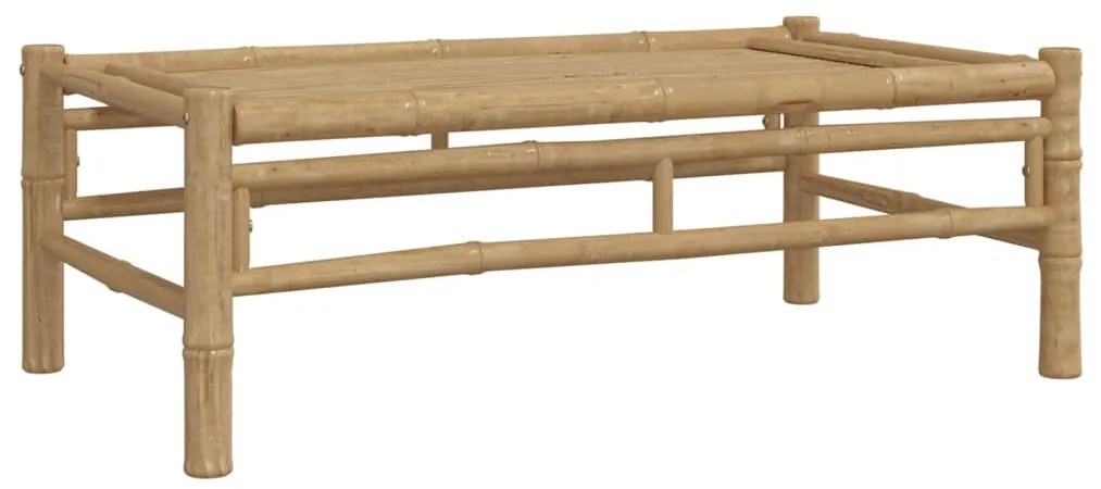 3 pcs conjunto lounge de jardim bambu c/ almofadões branco nata