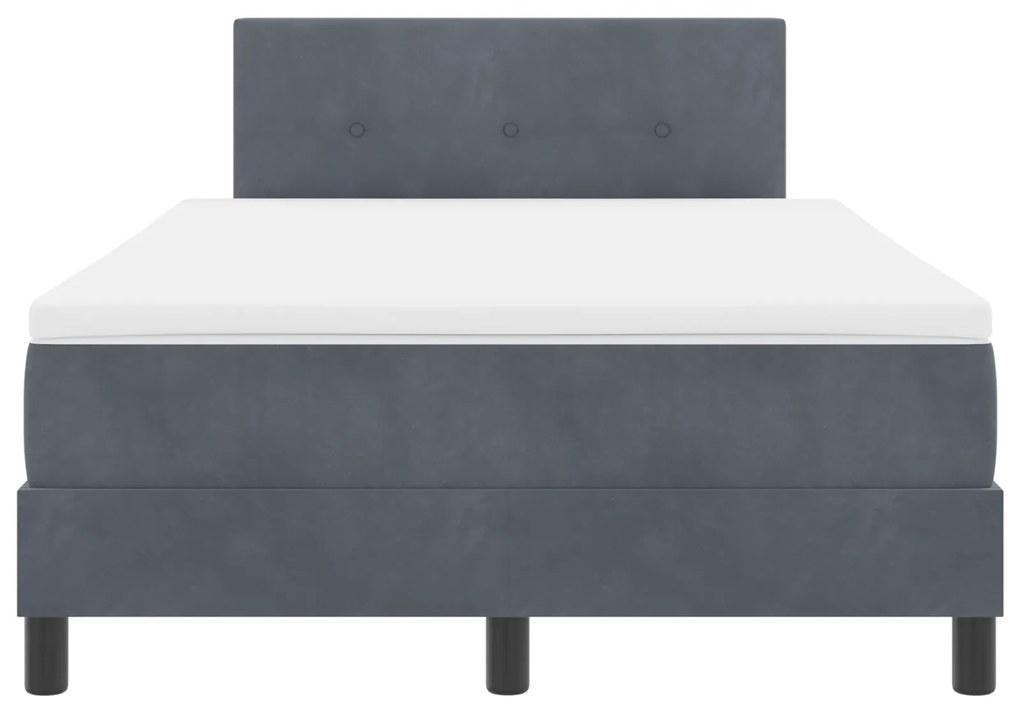 Cama Box com Colchão vidaXL Cinza Escuro Pequeno Duplo Veludo