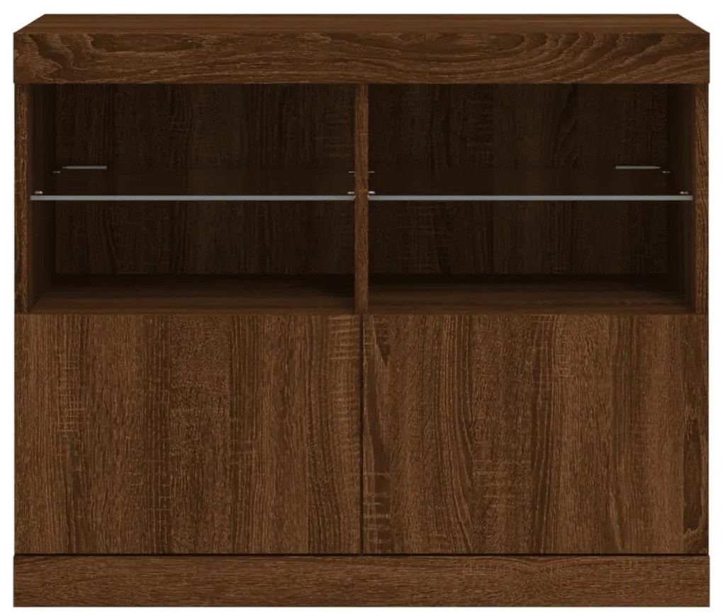 Aparador com luzes LED 81x37x67 cm carvalho castanho