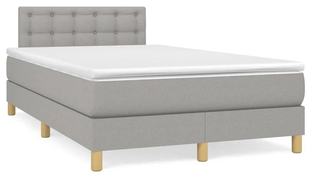 vidaXL Cama box spring c/ colchão e LED 120x190 cm tecido cinza-claro