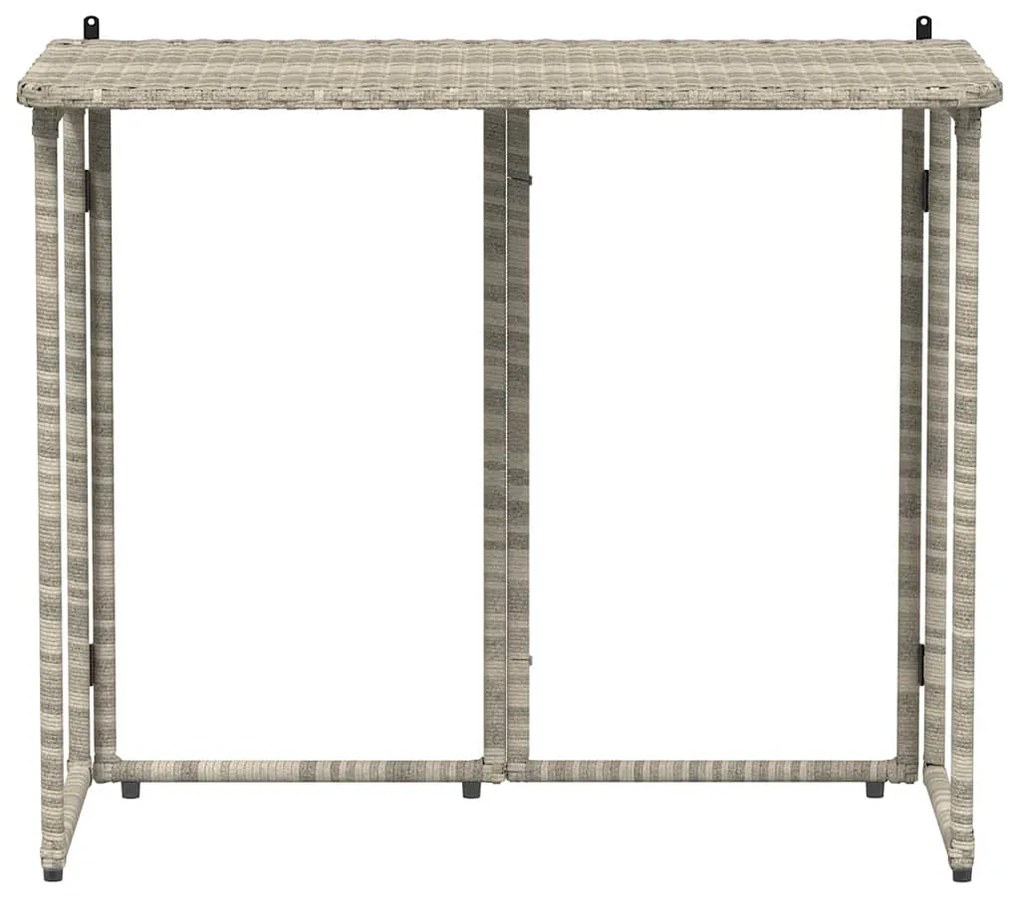 Mesa de jardim dobrável 90x51x75 cm vime PE cinzento-claro