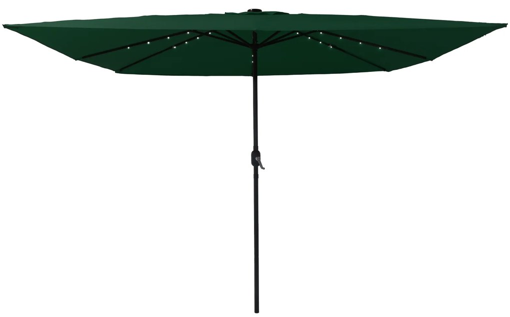 Parasol Quadrado para Jardim com Luzes LED 295x245 cm Verde
