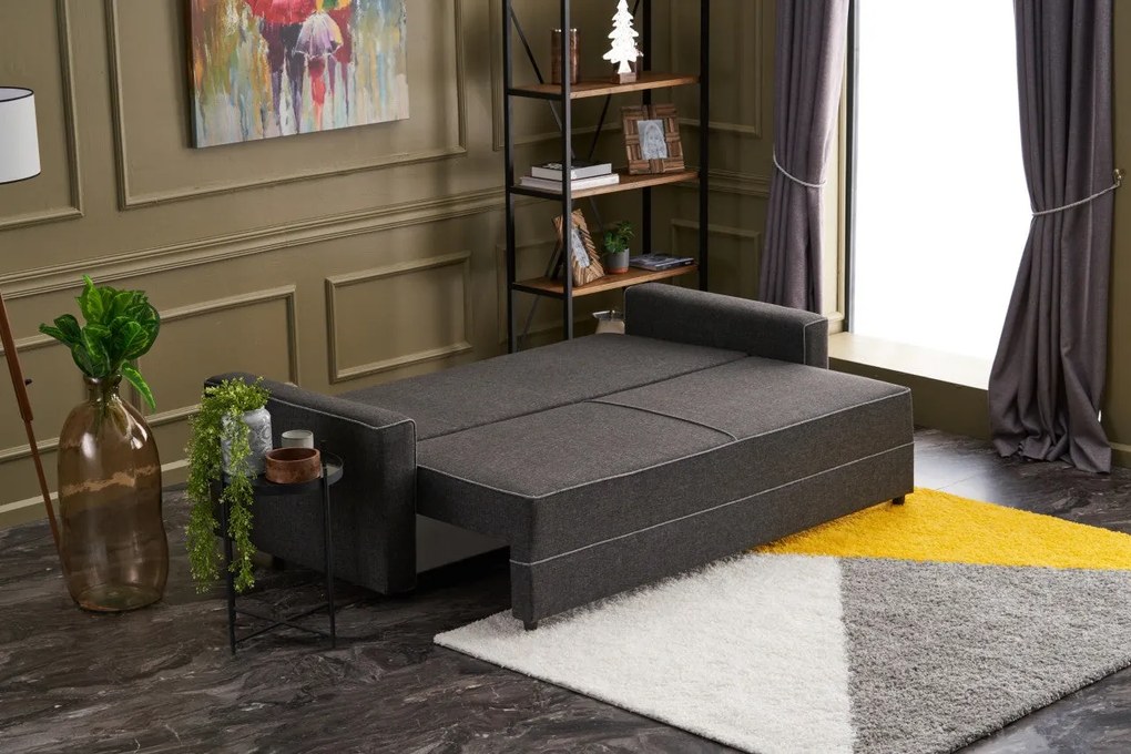 Sofá-cama de 3 lugares Ece – Antracite – 215x88x90 cm