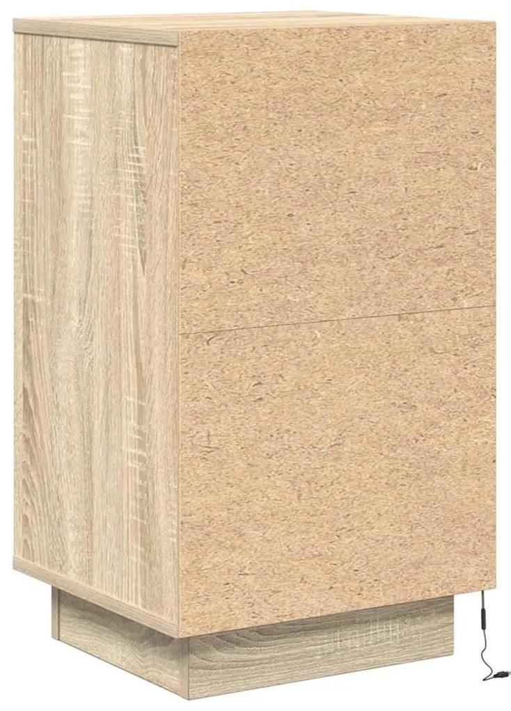 Mesa de cabeceira com luzes LED 38x34x65 cm carvalho sonoma
