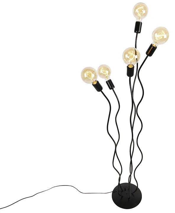 Candeeiro de pé design preto 5-light - Wimme Design