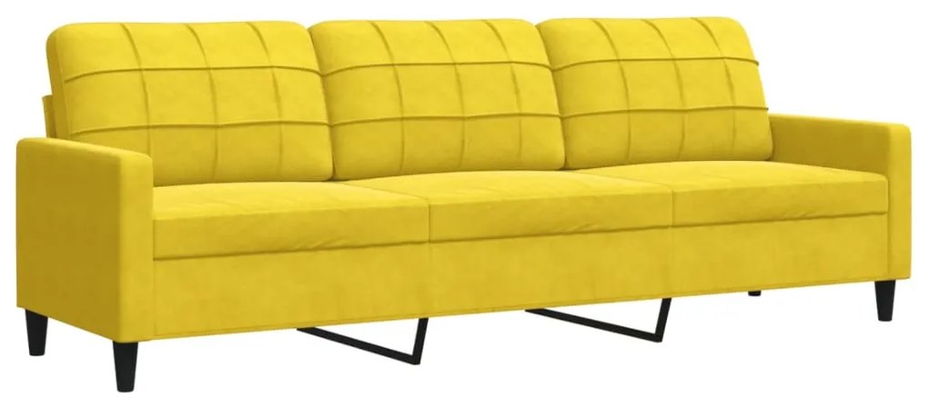 3 pcs conjunto de sofás com almofadões veludo amarelo