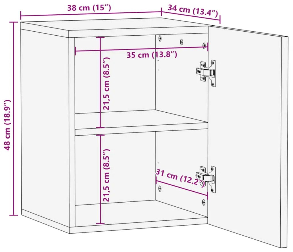 Armário de parede p/ casa de banho 38x34x48 cm acácia maciça