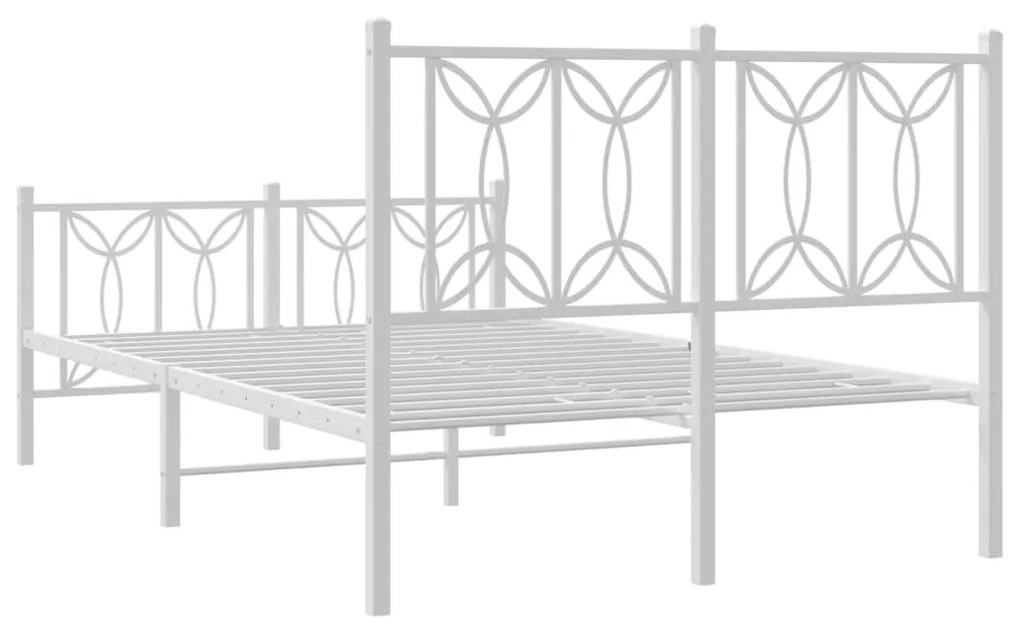 Estrutura de cama com cabeceira e pés 120x200 cm metal branco