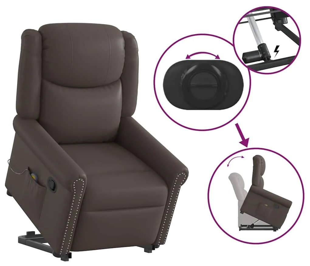 Poltrona massagens reclinável elevatória couro artificial