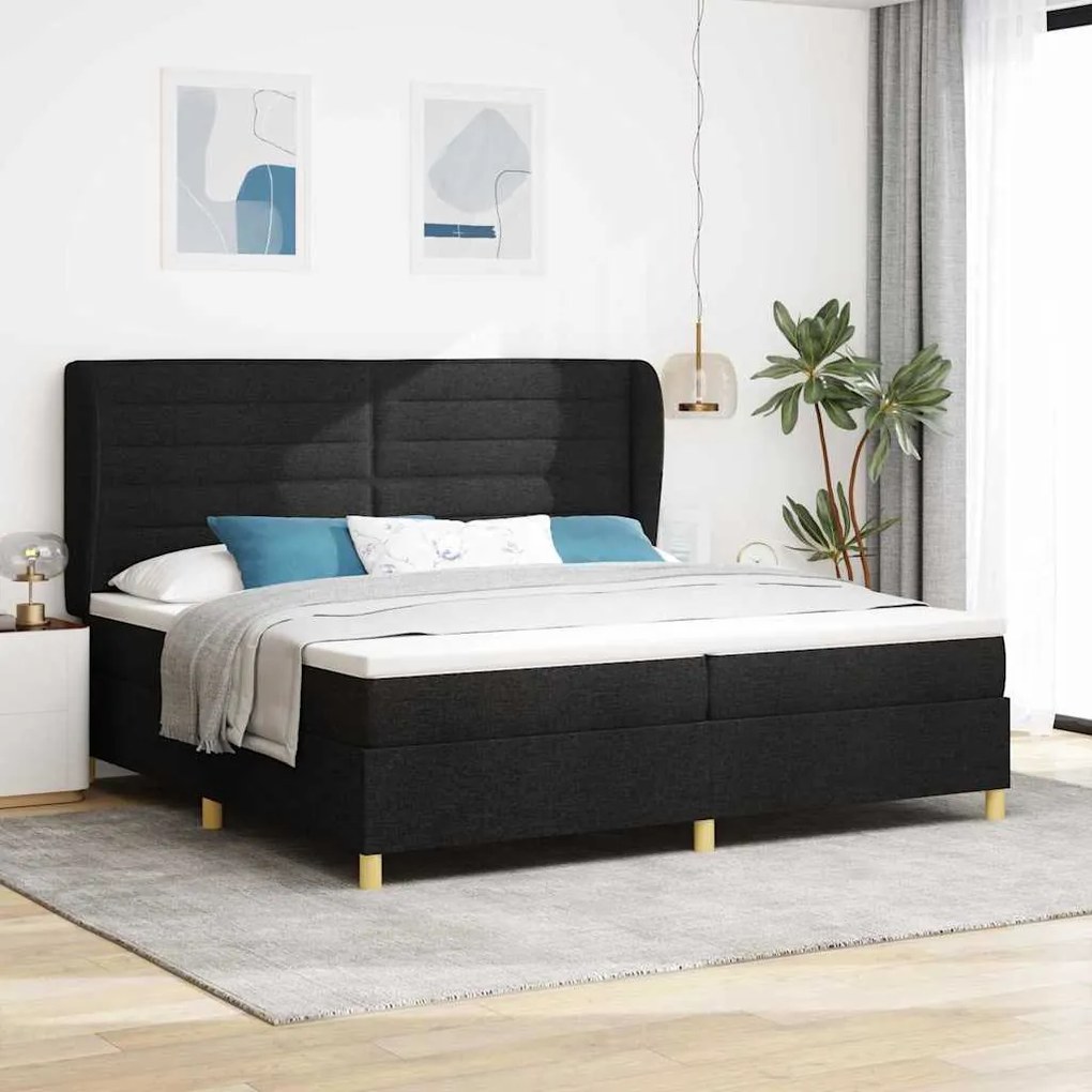 Cama Box Spring com Colchão vidaXL Preto 200x200 cm Tecido