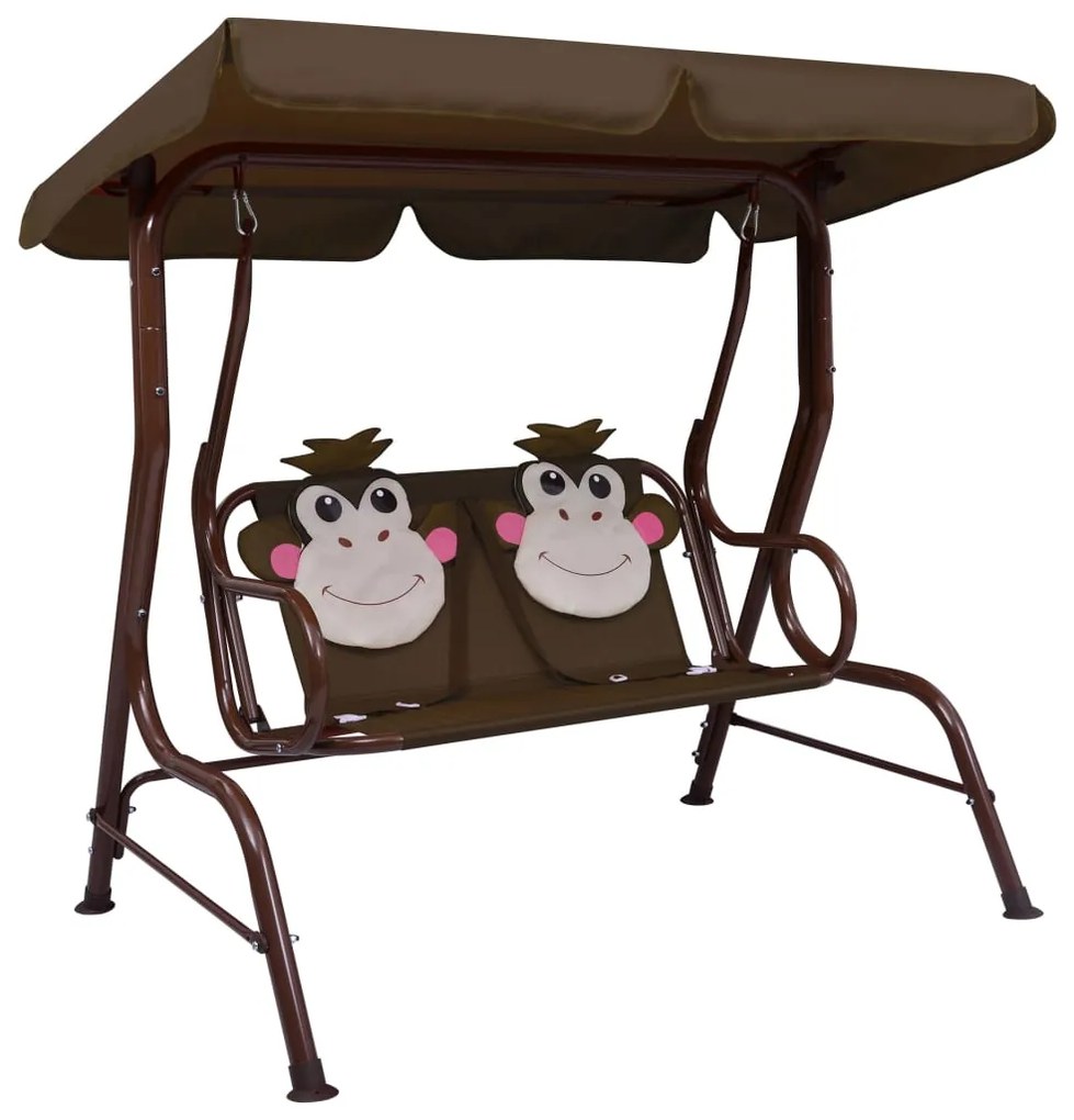 48097 vidaXL Banco de baloiçar para crianças 115x75x110 cm tecido castanho