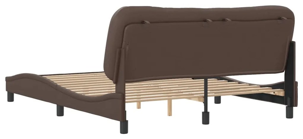 Estrutura cama c/ cabeceira 160x200cm couro artificial castanho