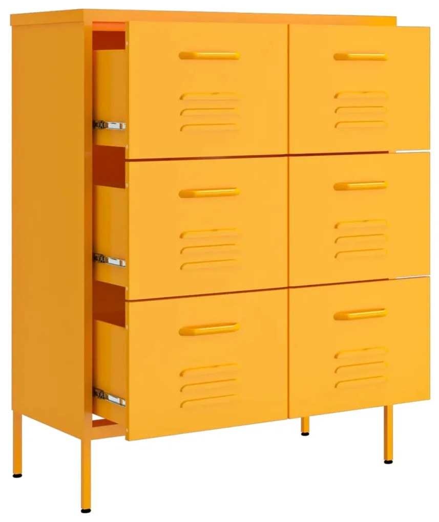Armário com gavetas aço 80x35x101,5 cm amarelo mostarda