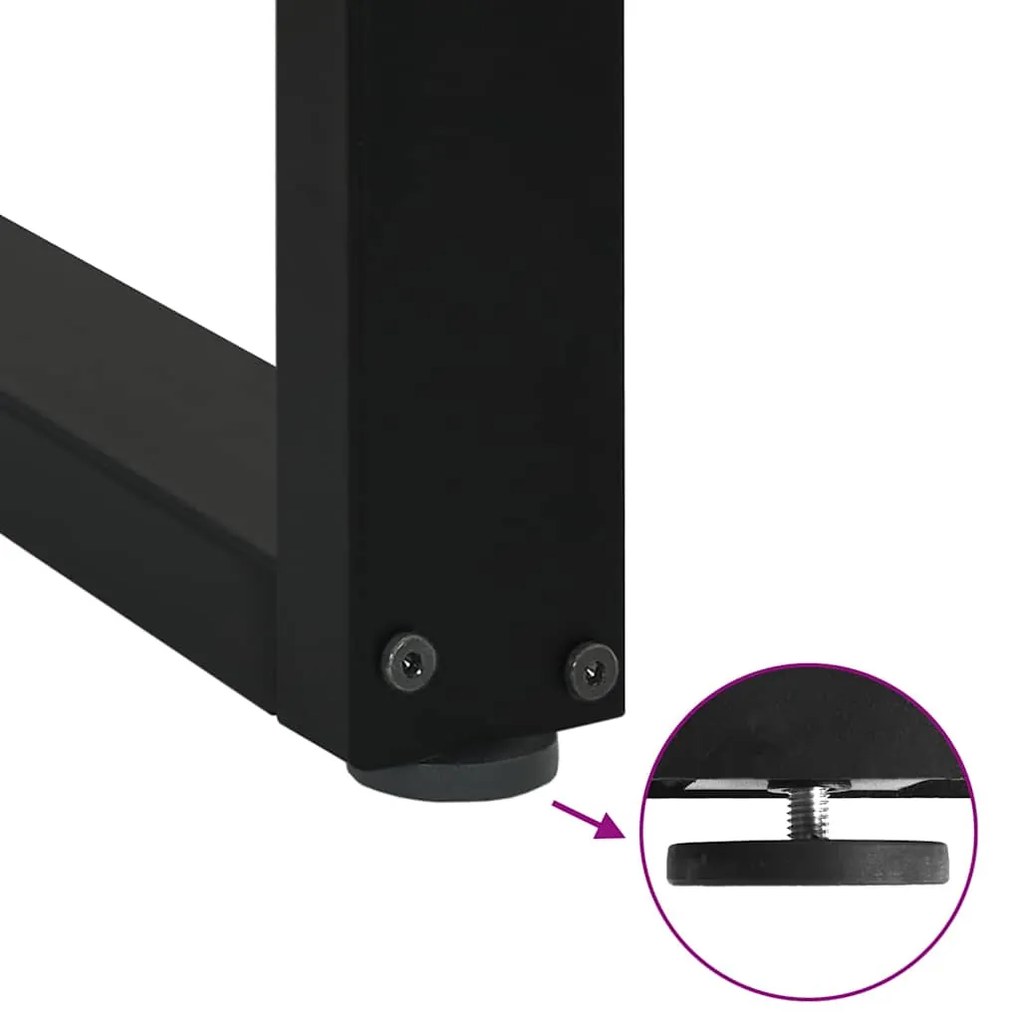 Pés de mesa de jantar em forma de U, 2 peças, preto, 70 x (72-73) cm,