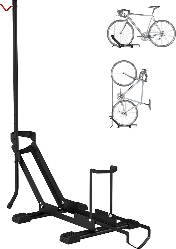 Suporte para bicicletas com altura ajustável, suporte de chão autônomo e dobrável para bicicletas de 20 a 29 polegadas, preto